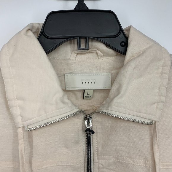 Blank NYC Jacket Beige Love Me Now Lyocell Linen Crop Full Zip - Picture 4 of 13